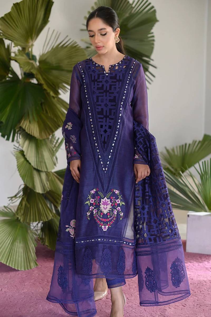 saphirestudio Design#30 Organza Linen inner  Embroidered 3 pc