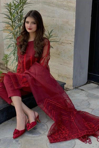 Saphirestudio Design#11 Organza Lawn inner  Embroidered 3 pc
